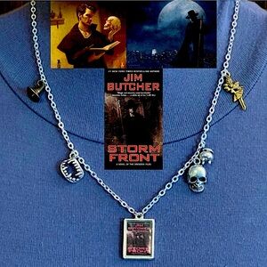 Dresden Files Series Jim Butcher Literature Necklace, Book Cover Bob Skull Fairy